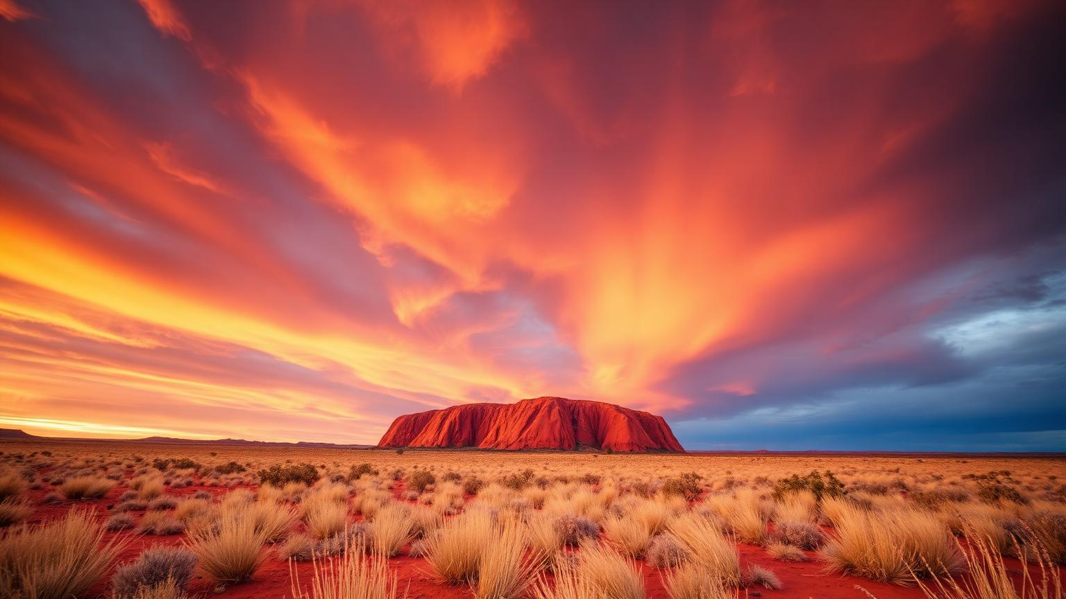 Weites rotes Outback Australiens mit dramatischem Abendhimmel