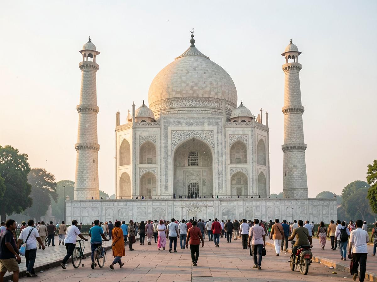 Taj Mahal in Agra im weichen Morgenlicht