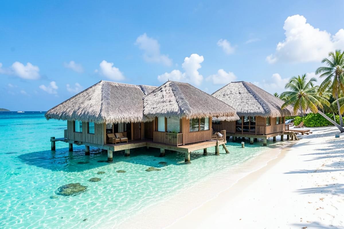 Blick auf die dicht bebaute Inselhauptstadt Malé von See aus