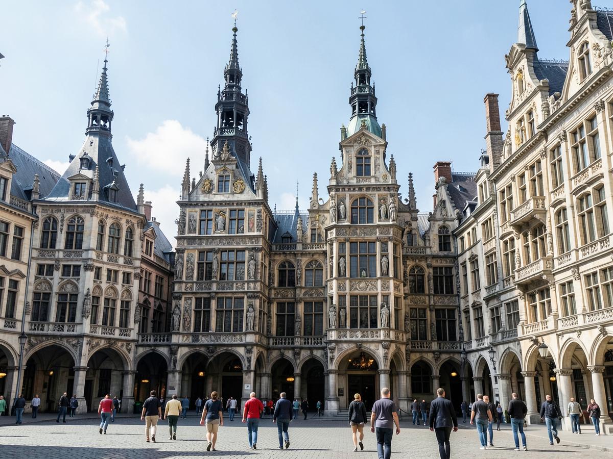 Historische Zunfthäuser an einem großen Platz in Brüssel
