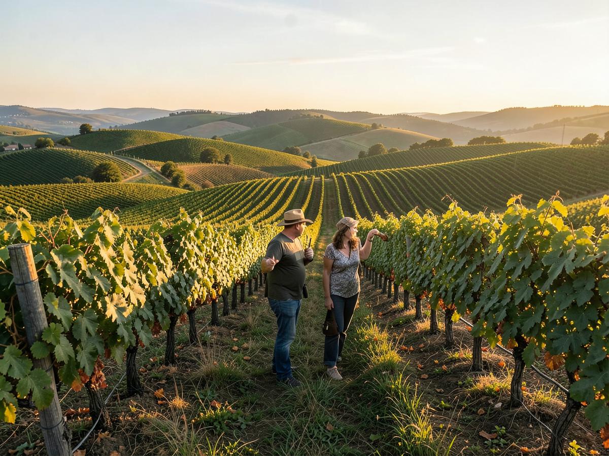 Sanfte Weinberghügel im Abendlicht