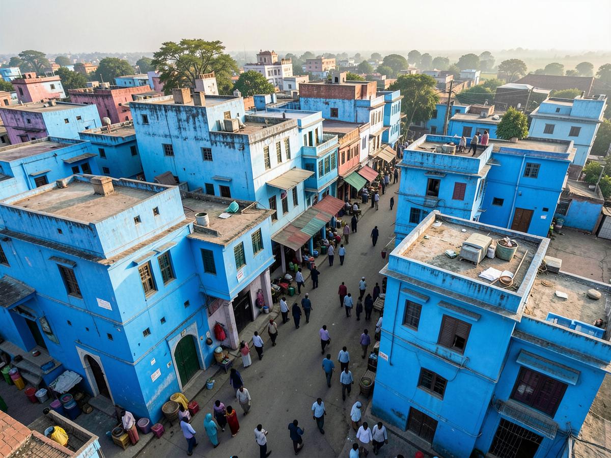 Blau gestrichene Altstadthäuser von Jodhpur